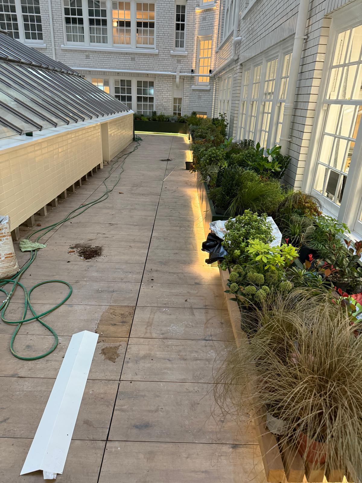 A&D Electrical Sunlight House lighting project — courtyard planter LED lighting