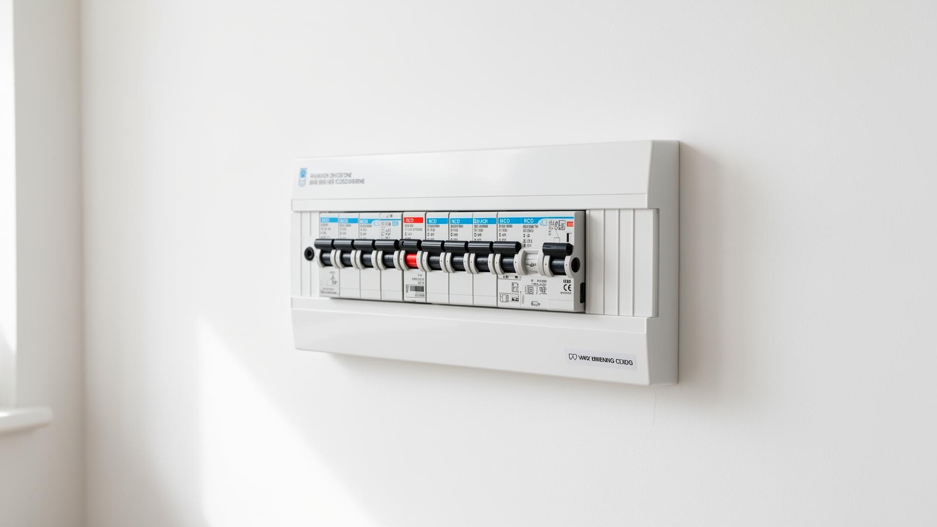 Modern UK consumer unit with RCBO protection